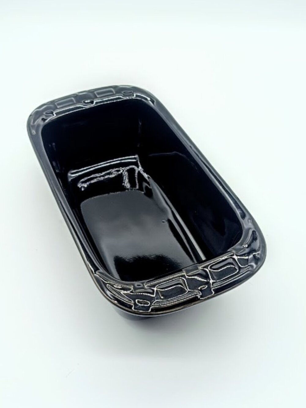 Longaberger Black Woven Traditions Ceramic Mini Loaf Pan